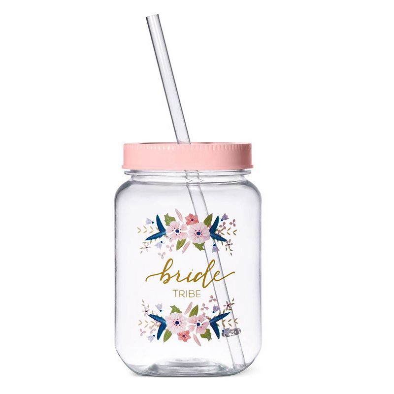 Women's  16 oz. Bride Tribe Plastic Mason Jar