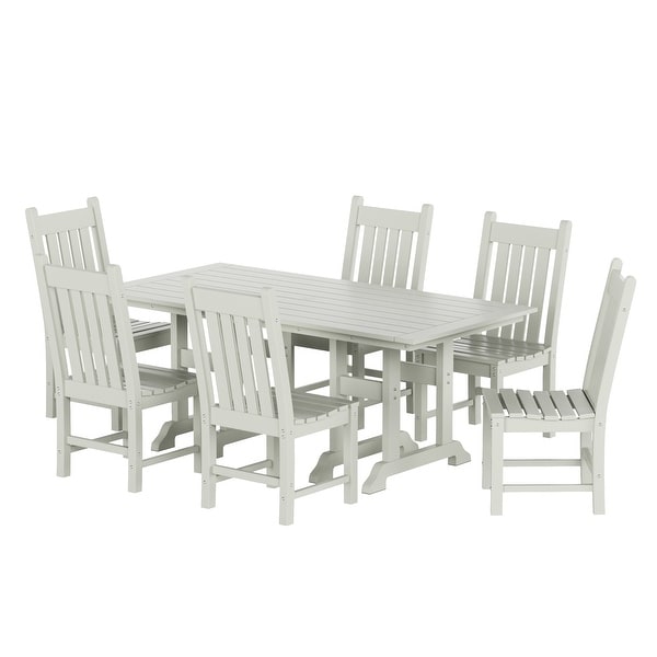 Polytrends Laguna Hdpe All Weather Outdoor Patio Dining Set with Rectangular Table，Armless Dining Chairs (7Piece Set)