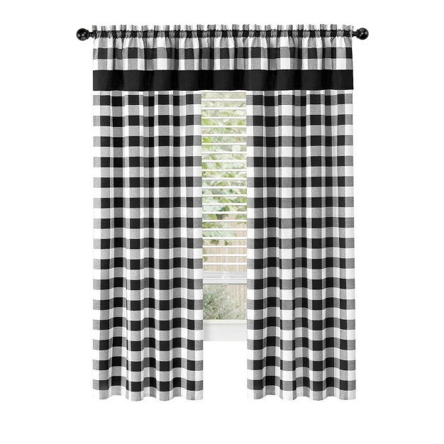 Kate Aurora Modern Country Farmhouse 3 Piece Buffalo Check Plaid Window Curtains amp Valance Set