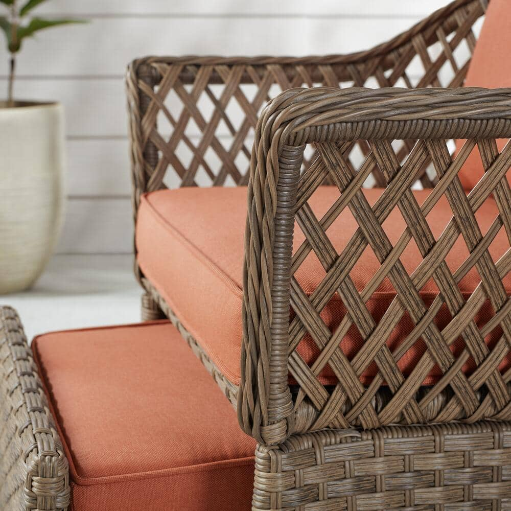 Hampton Bay Valley Spring 5-Piece Wicker Patio Conversation Set with Sienna Cushions 535.0450.000