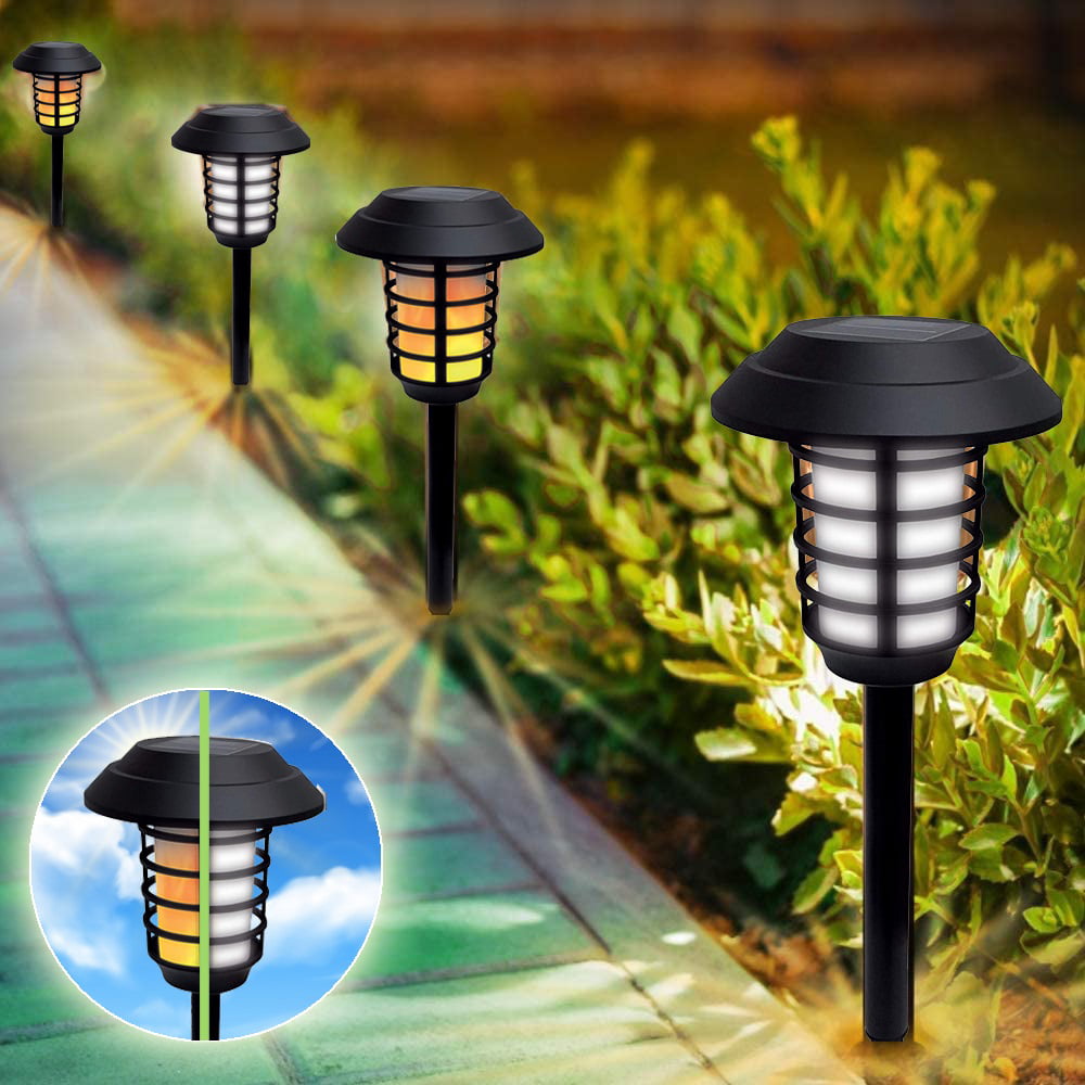 Bell + Howell Solar Pathway Lights， Bright White and Flickering Flame Solar Torches Waterproof Outdoor Lighting， 8 Pack