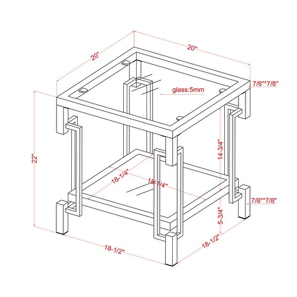 Furniture of America Yout Glam Champagne 20-in Glass Top End Table