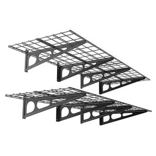 FLEXIMOUNTS 36 in. W x 24 in. D Steel Garage Wall Shelf in Black (4-Pack) WR26B-E