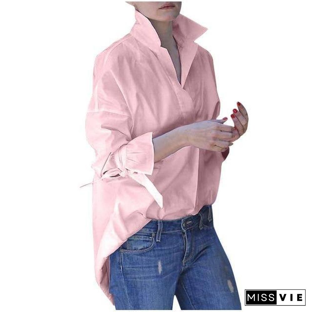 Spring Long Sleeve tops Women Casual shirt top Lapel Shirt fashion Plain Print Blouse Plus size shirt tops blouses women