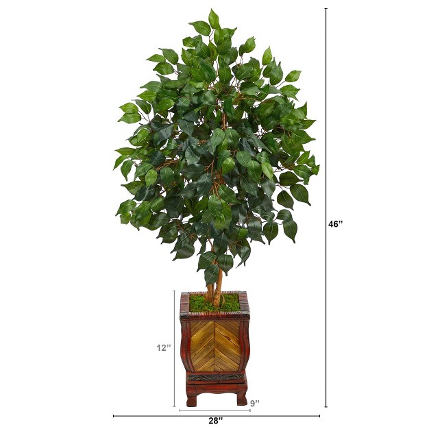 Nearly Natural 46-in Ficus Artificial Tree In Decorative Planter