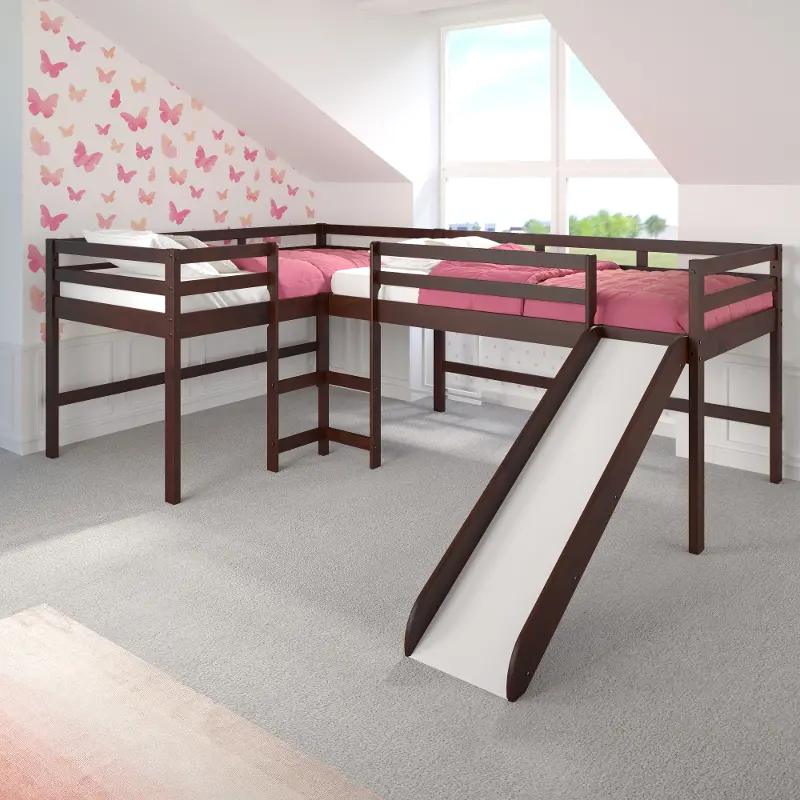 Haven Dark Cappuccino Twin L-Shaped Loft Bed