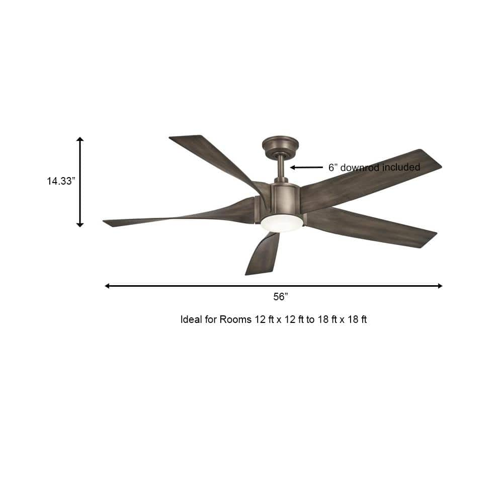 Home Decorators Collection Sky Parlor 56 in Integrated LED Indoor Burnished Nickel Ceiling Fan with Light