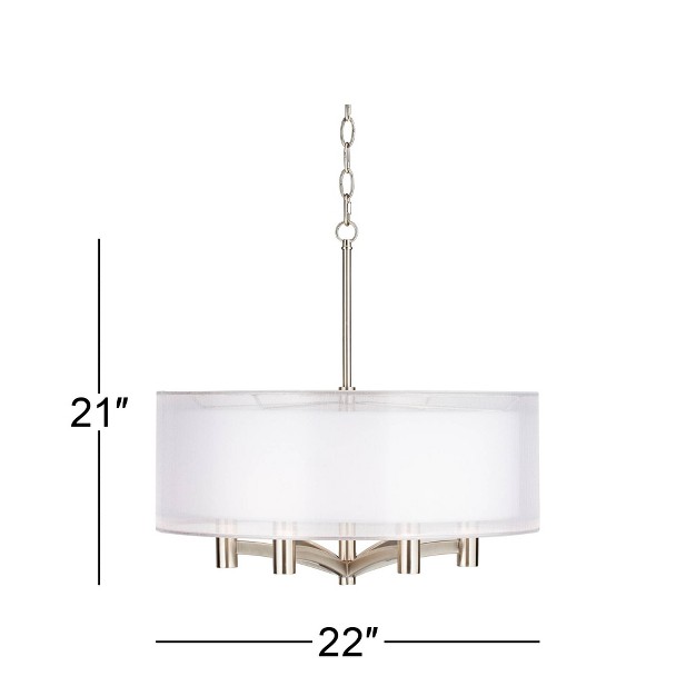 Wide Modern Double Shade 6 light Fixture For Dining Room House Kitchen