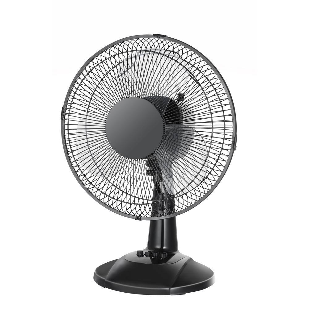 Hampton Bay 12 in. 3 Speed Portable Desk Fan in Black FT30-8MBA