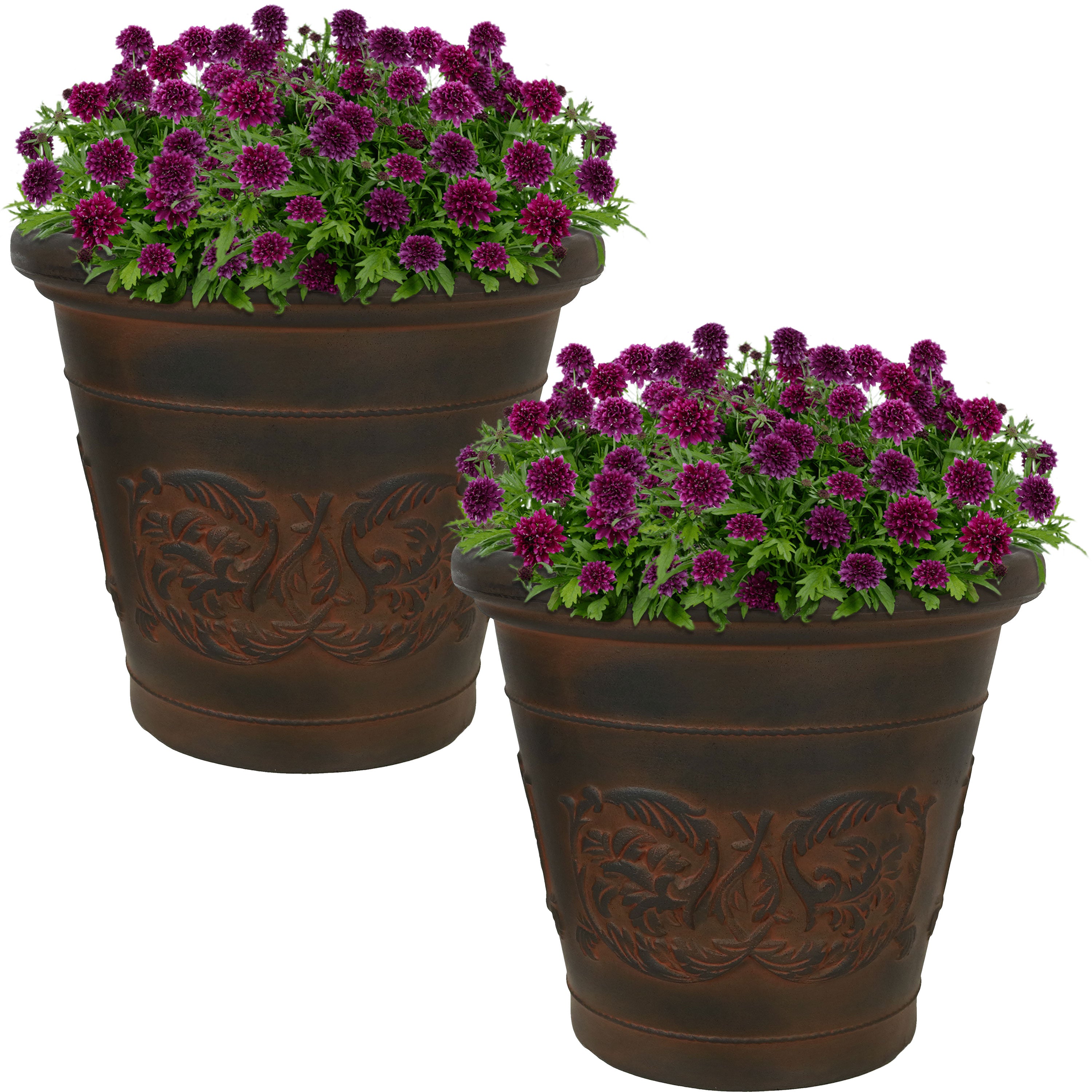 Sunnydaze Indoor/Outdoor Patio, Garden, or Porch Weather-Resistant Double-Walled Arabella Flower Pot Planter - 16