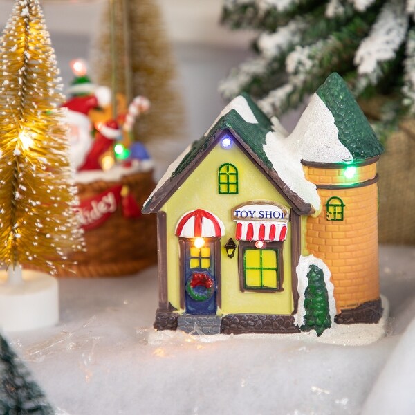 LED Lighted Snowy Toy Shop Christmas Village Display Piece