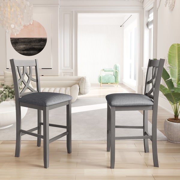 3 Piece Round Counter Height 1 Shelf Drop Leaf Dining Table Set with 2 Chair for Small House Apartment Dining Room