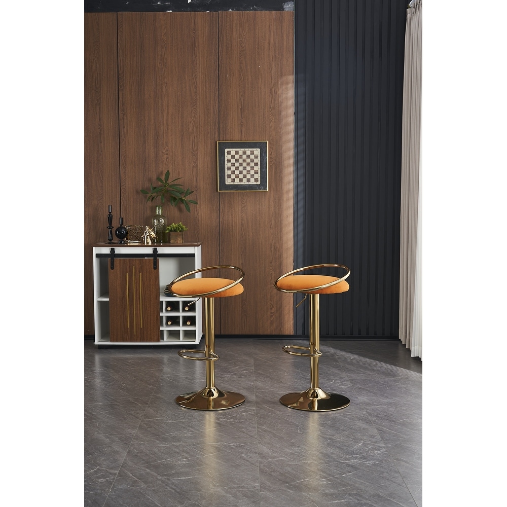 Bar Stools Set of 2 Counter Height Adjustable velvet Padded 360° Swivel Bar Chairs