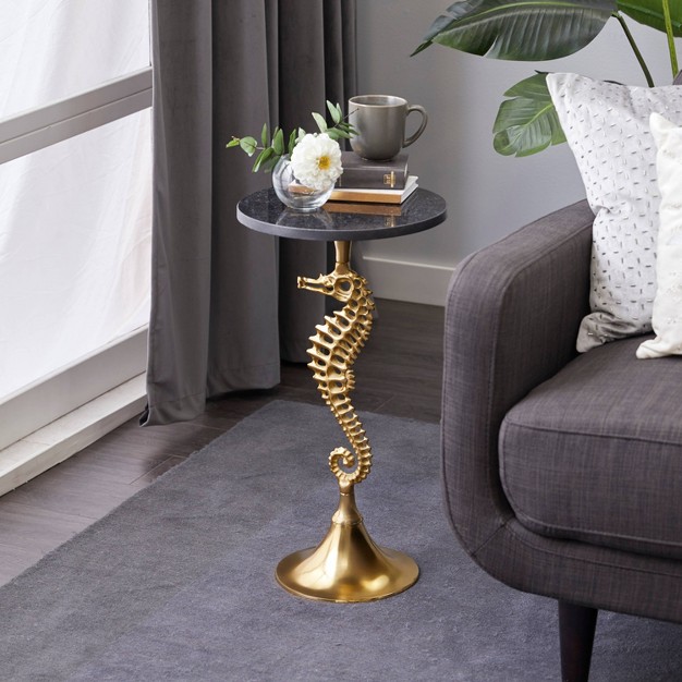 Coastal Seahorse Accent Table Gold Olivia amp May