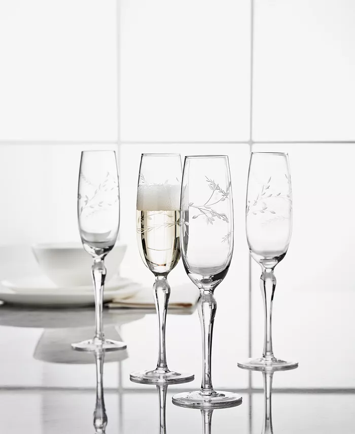 Hotel Collection Etched Floral Champagne Flutes Set of 4