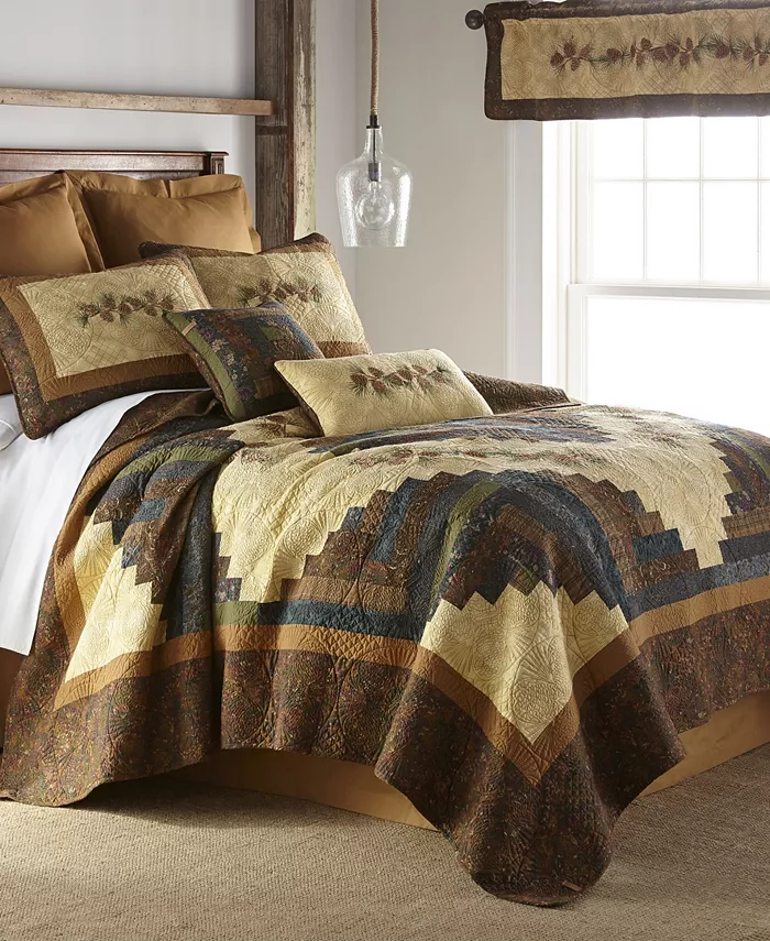 American Heritage Textiles Cabin Raising Pine Cone Cotton Quilt Collection