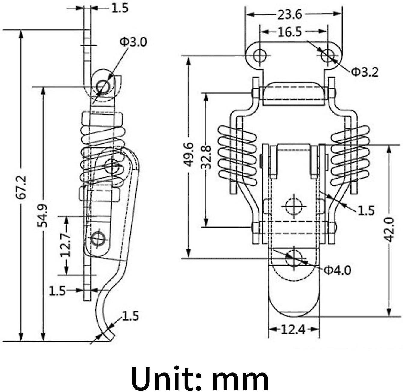 4 Piece Tension Latch， Box Latch Lever Lock， Latch Spring Latch， Stainless Steel Tension Lock