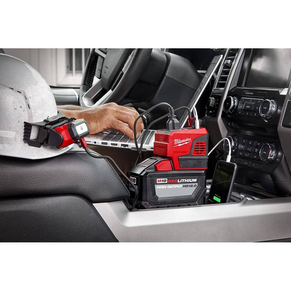 Milwaukee M18 18Volt LithiumIon 175Watt Powered Compact Inverter with 50 Ah Battery and Charger