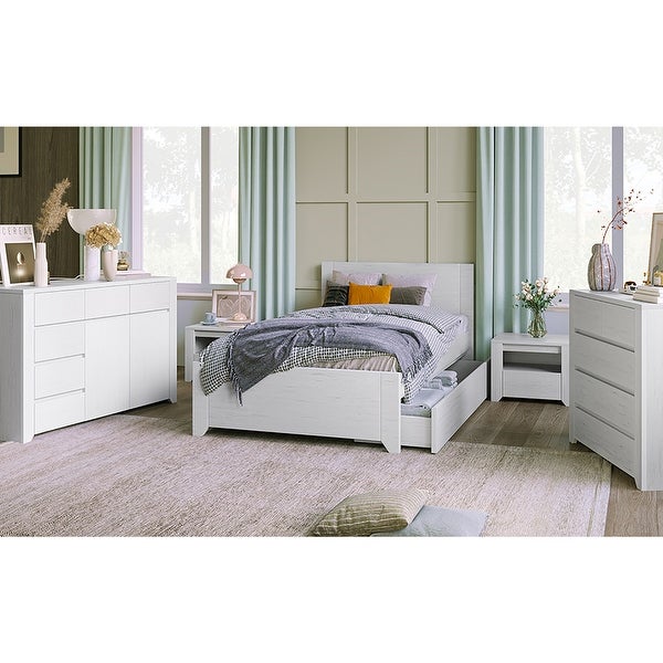 5 Pieces Bedroom Sets with Twin Bed， Dresser， Chest and 2 Nightstands - - 37216757