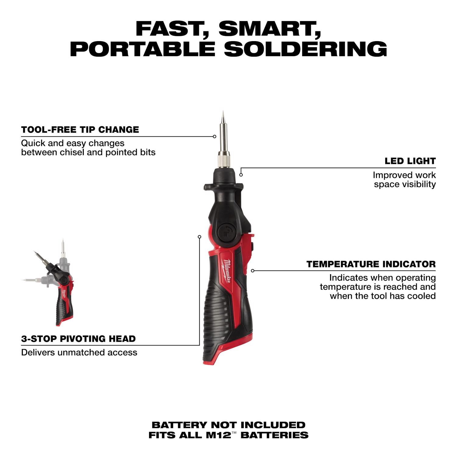 MW M12 Cordless Adjustable Soldering Iron 16 W 1 pk