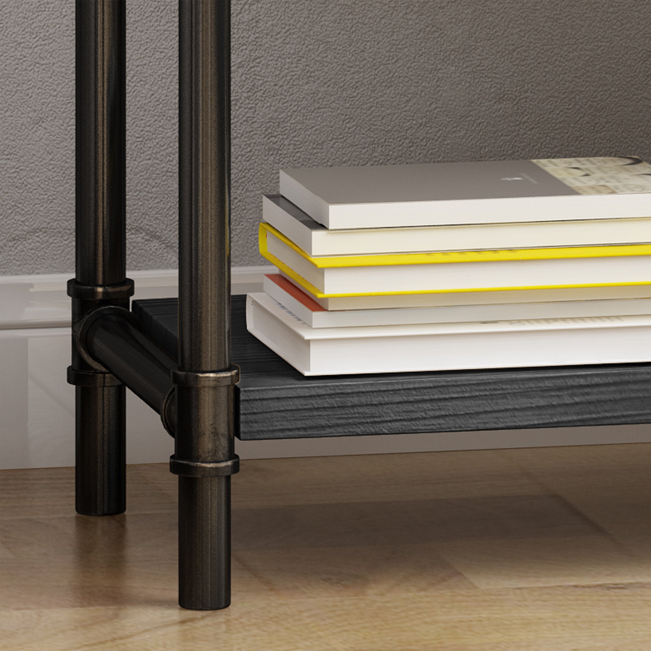 Astrid Industrial Pipe Design 4-Shelf Etagere Bookcase