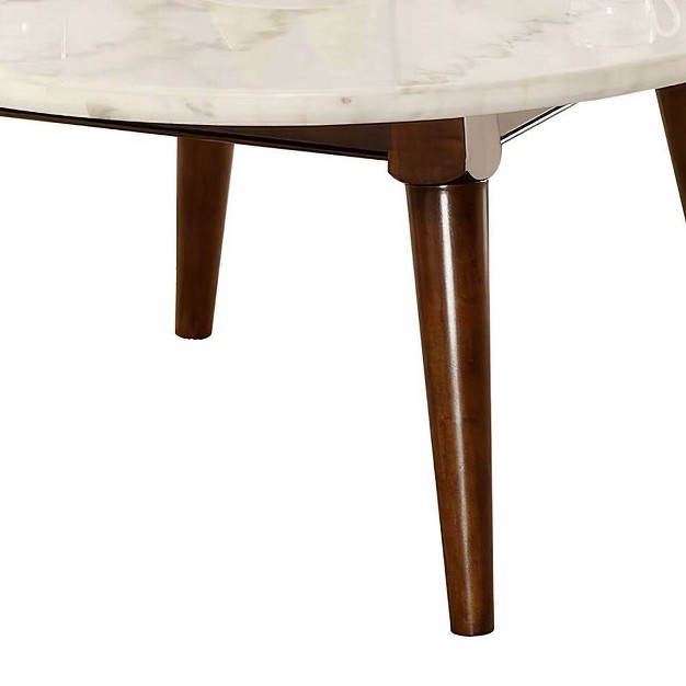 Gasha Coffee Table white Marble Top amp Walnut Acme Furniture