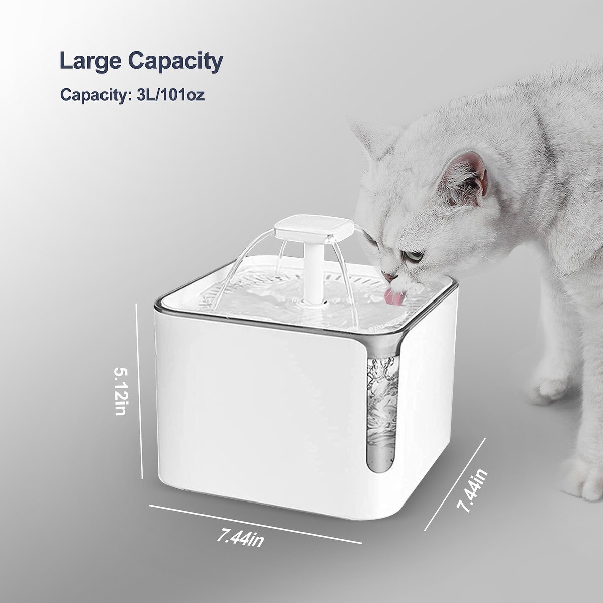 Petdiary Automatic Cat Water Fountain， White， Medium