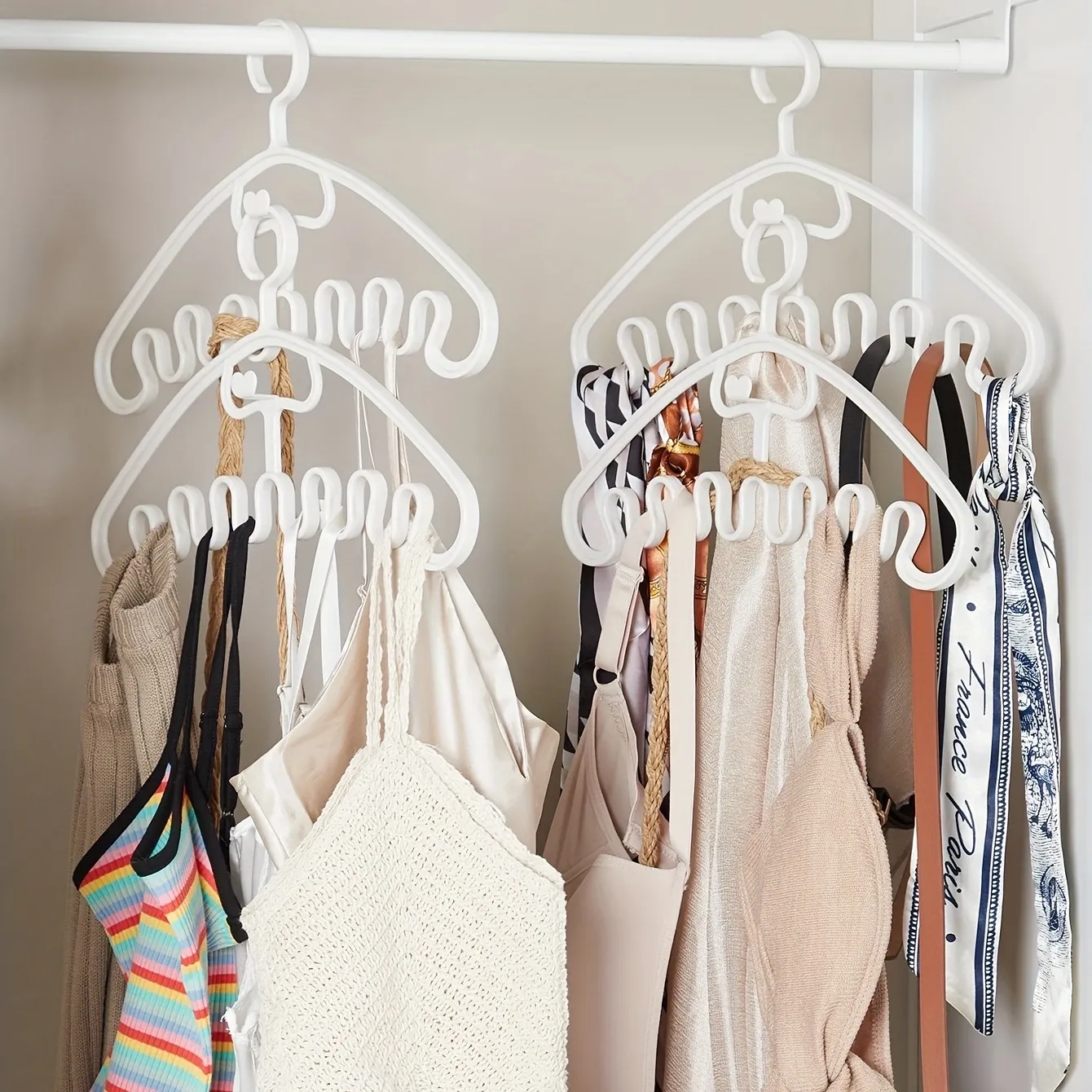 3pcs Space Saving Multifunctional Wave Shaped Clothes Hanger for Underwear, Bra, Pajama, Silk Scarf, and Handbag