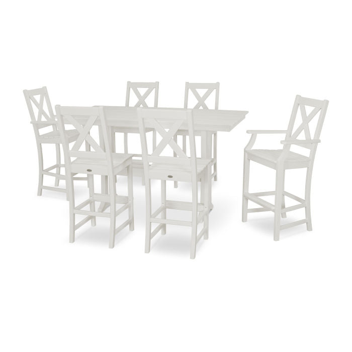 Polywood Braxton 7-Piece Farmhouse Trestle Bar Set PWS512-1