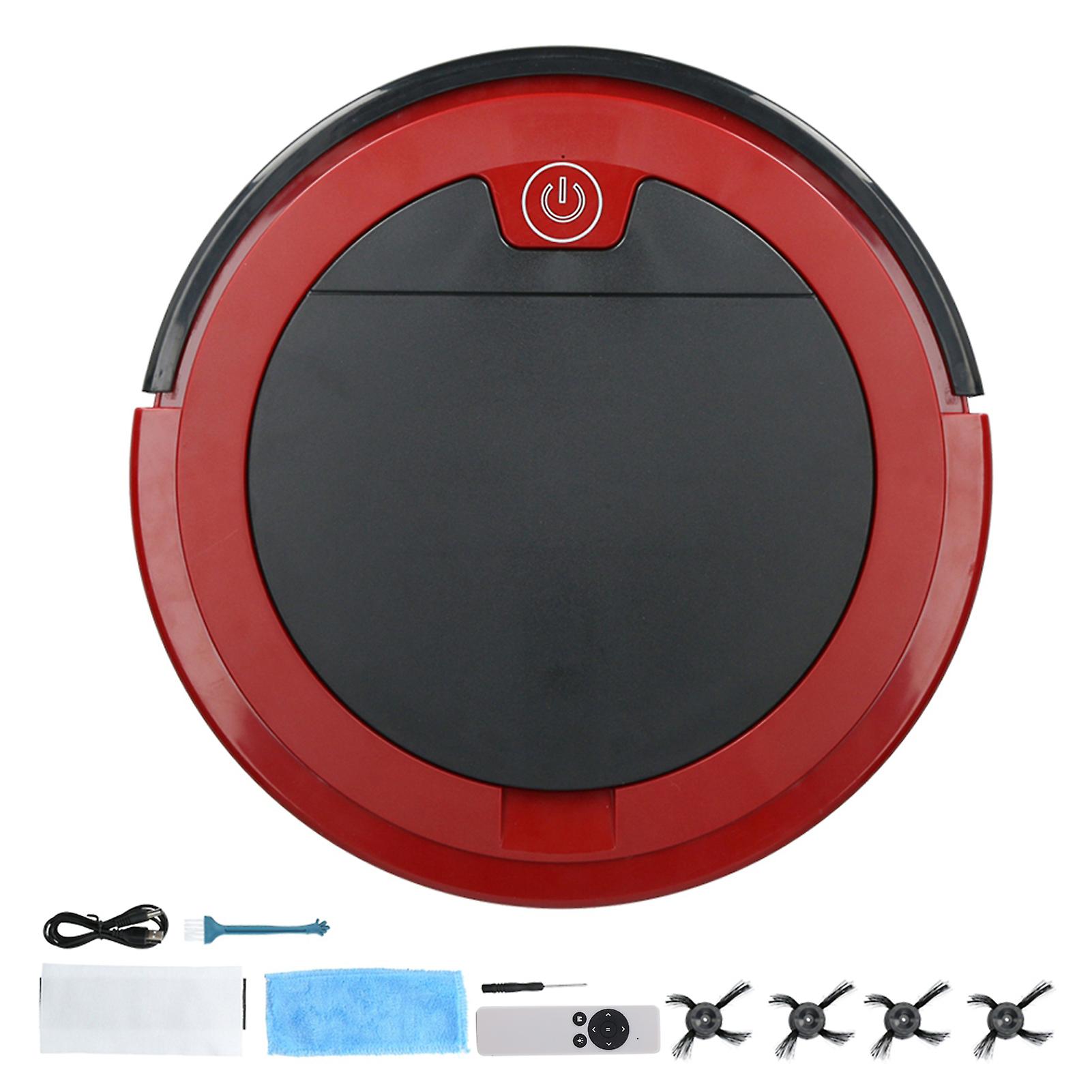 Intelligent Remote Control Usb Rechargeable Floor Dust Sweeping Robot Vacuum Cleaner Dc5v Red