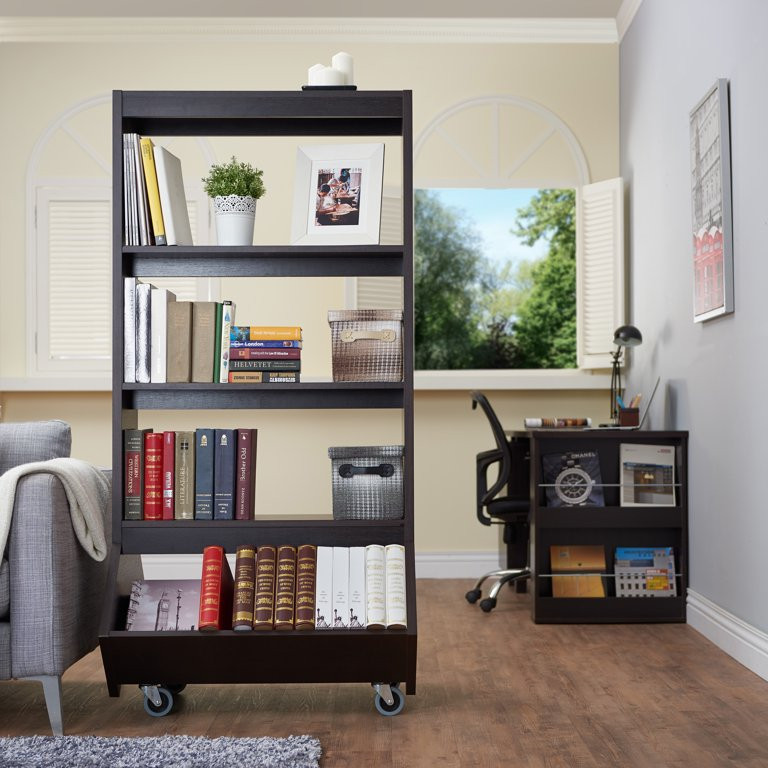 Contemporary Bookshelf  Unique Design With Dual Angled Bottom Shelves  Espresso   Transitional   Bookcases   by Decorn  Houzz