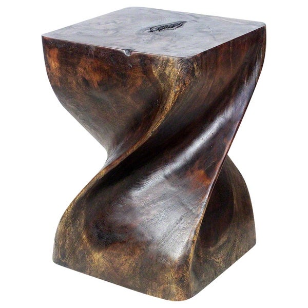 Haussmann? Big Twist Wood Stool Table 14 in SQ x 20 in H Mocha Oil - 14 x 14 x 20