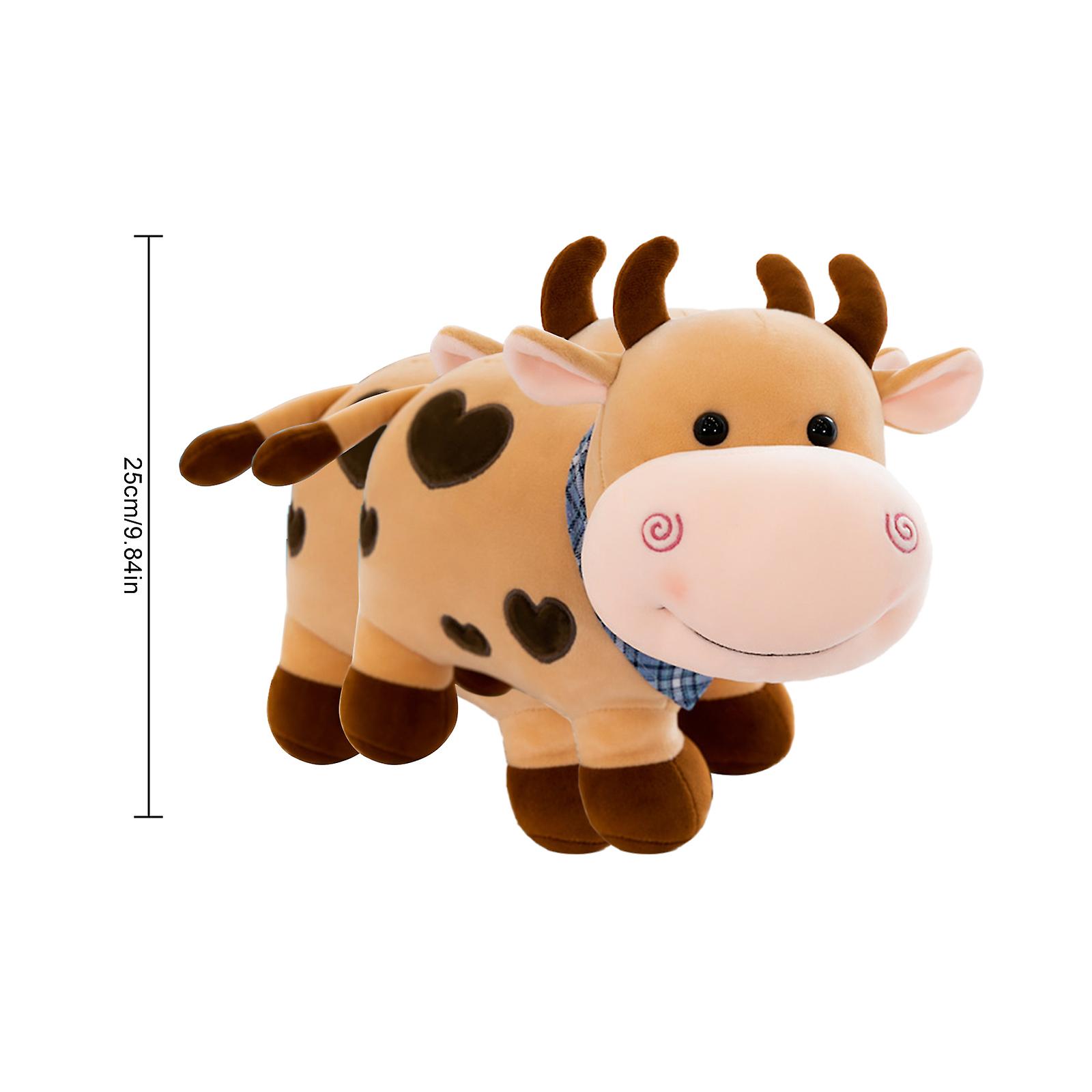 Yellow Brown 25cm Cute Little Cow Plush Toy Super Soft Cow Doll Children's Zodiac Cow Doll Cloth Doll Decoration Birthday Gift