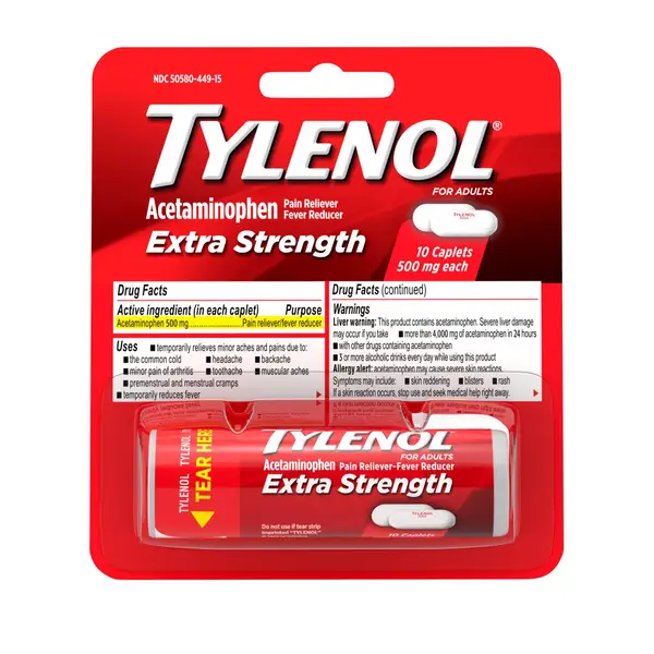 Tylenol Extra Strength Caplets 500 mg 10-Count