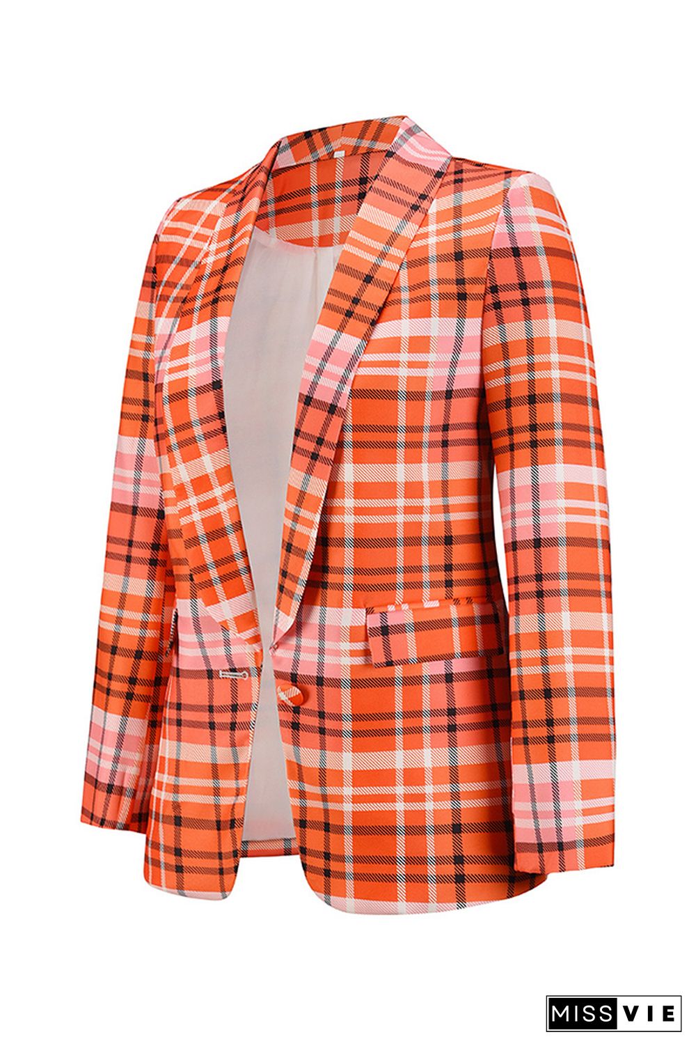 Multicolor Plaid Open Button Blazer Jackets