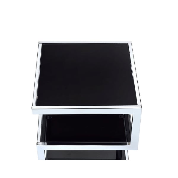 Side Table with Black Glass Top