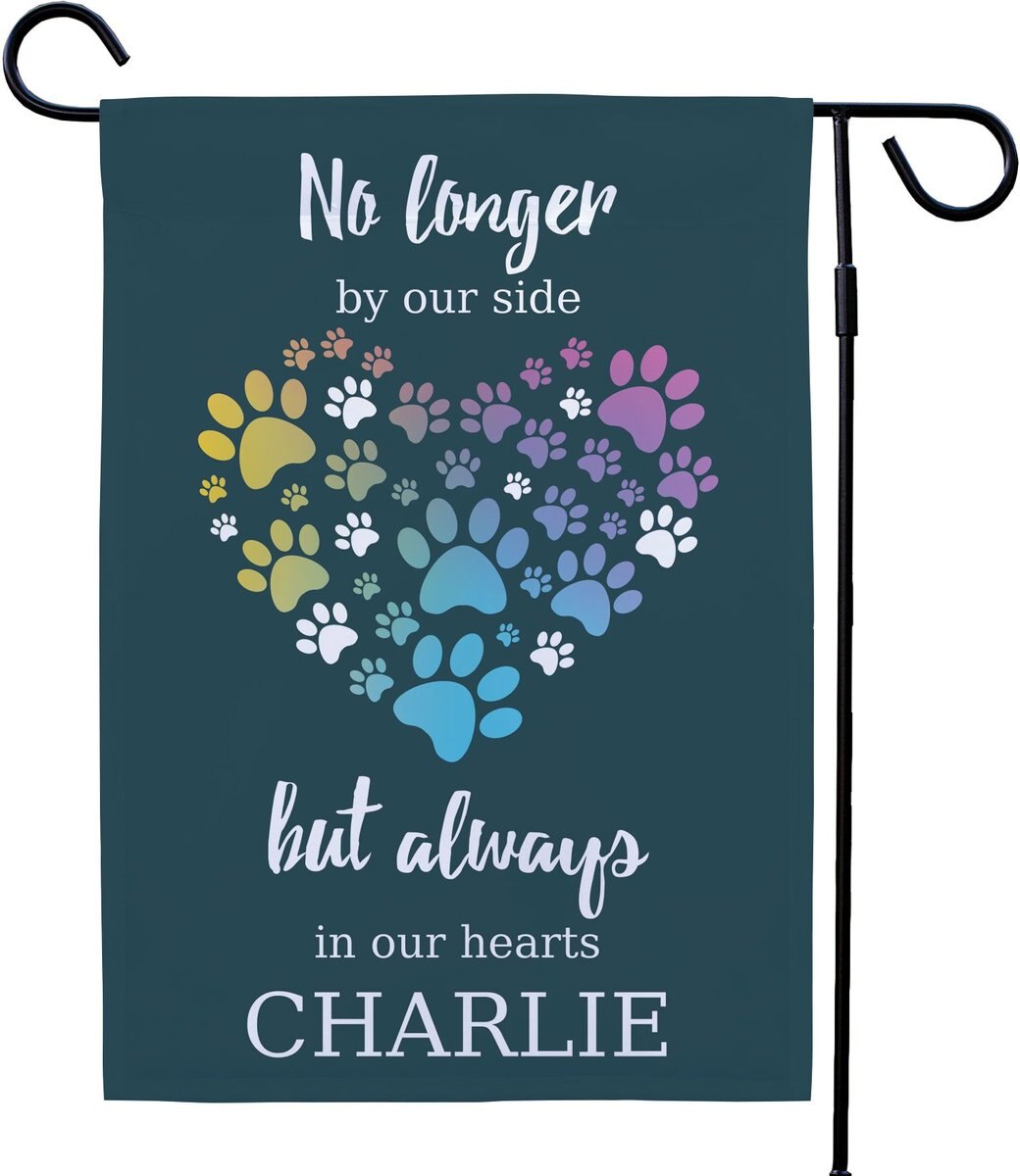 Frisco Personalized Double Sided Printed Memorial Paws Heart Garden Flag