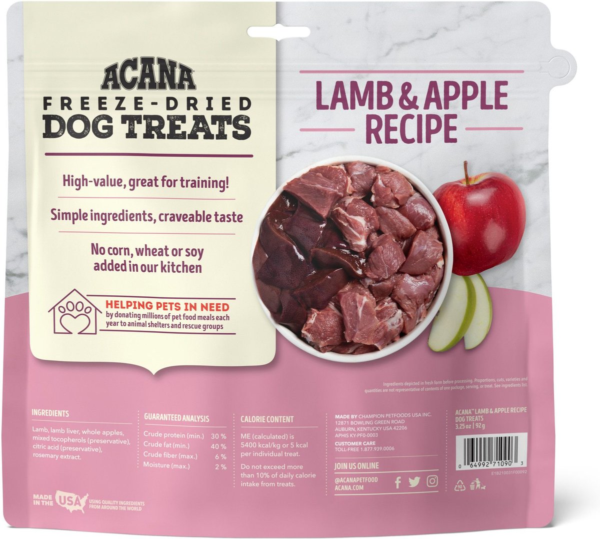 ACANA Singles Lamb and Apple Formula Grain-Free Freeze-Dried Dog Treats