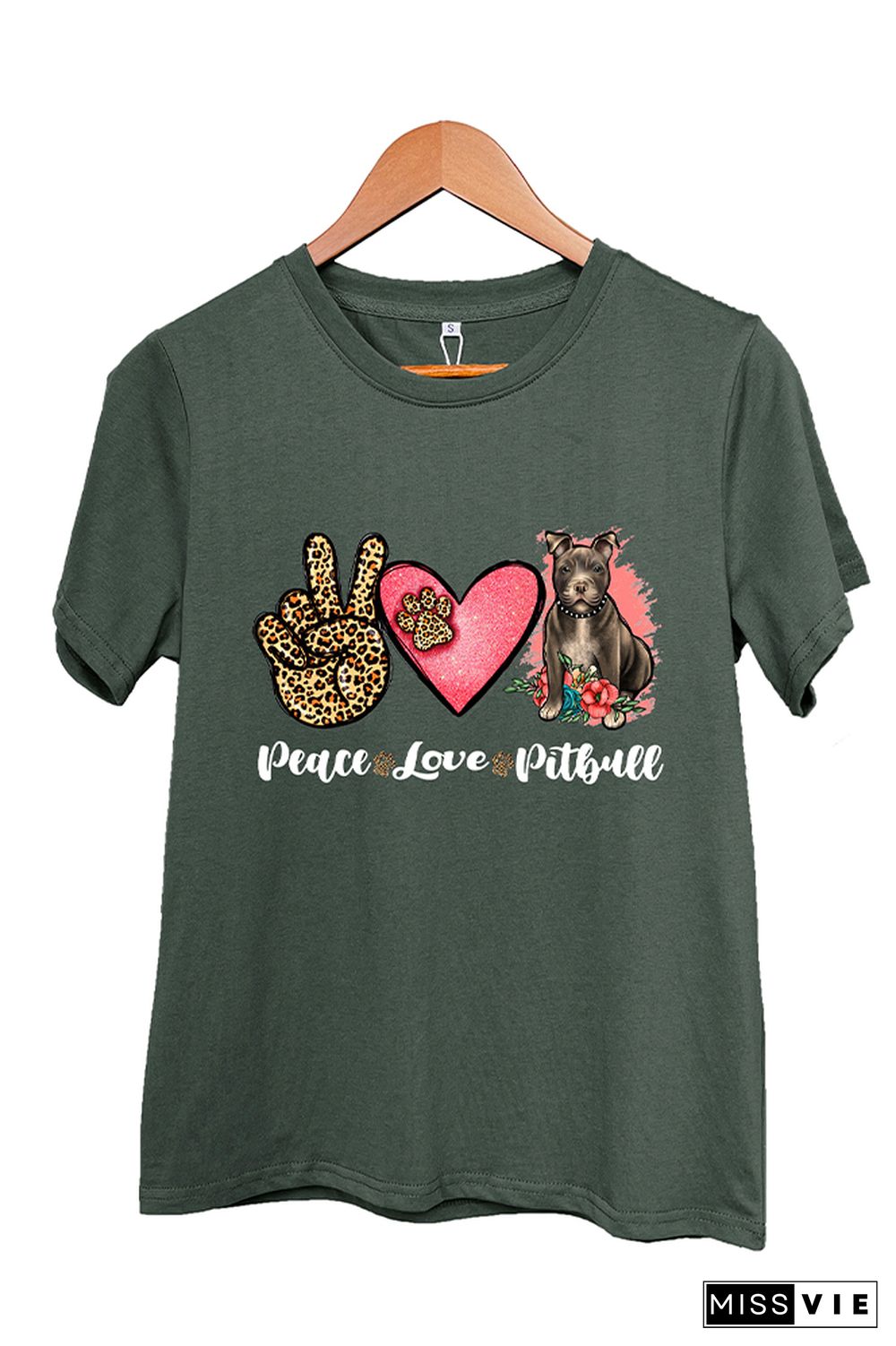 Peace Love Pitbull Short Sleeve Graphic Tee Wholesale