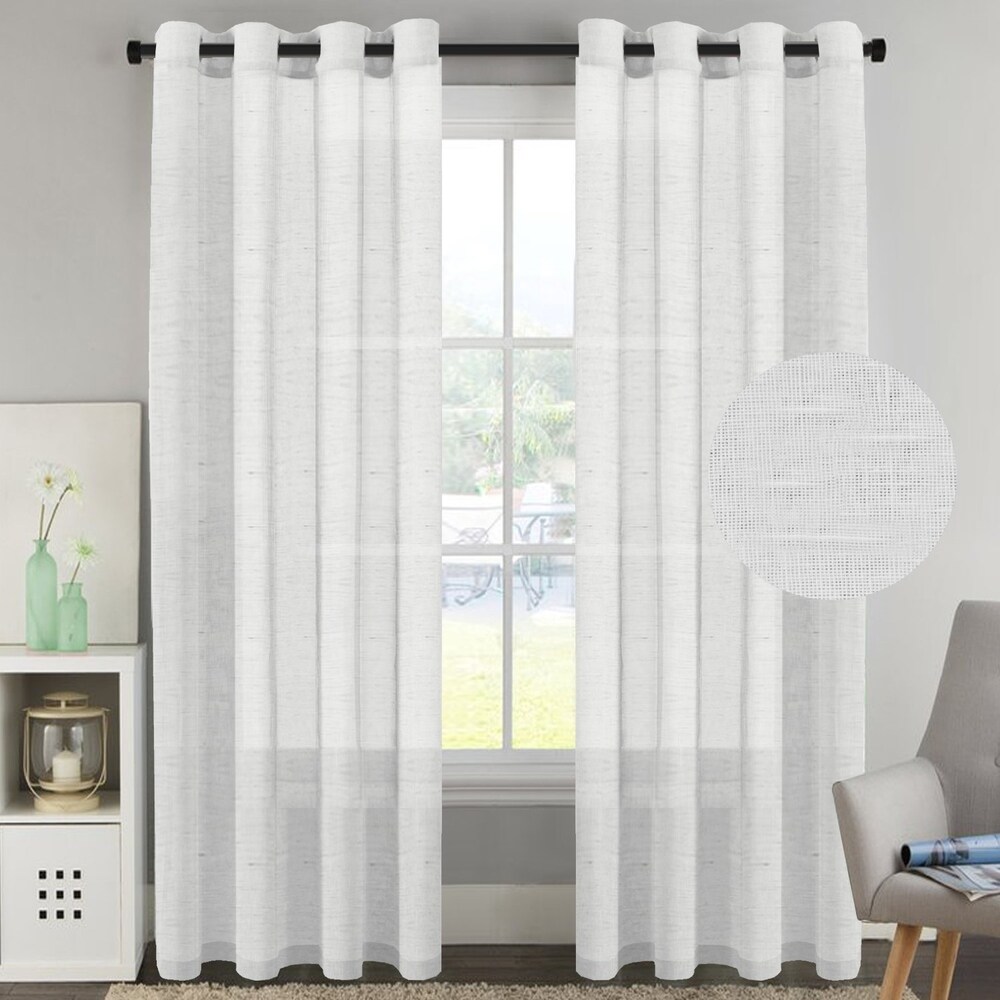 H.Versailtex Sheer Linen Curtain Panels (Set of 2)