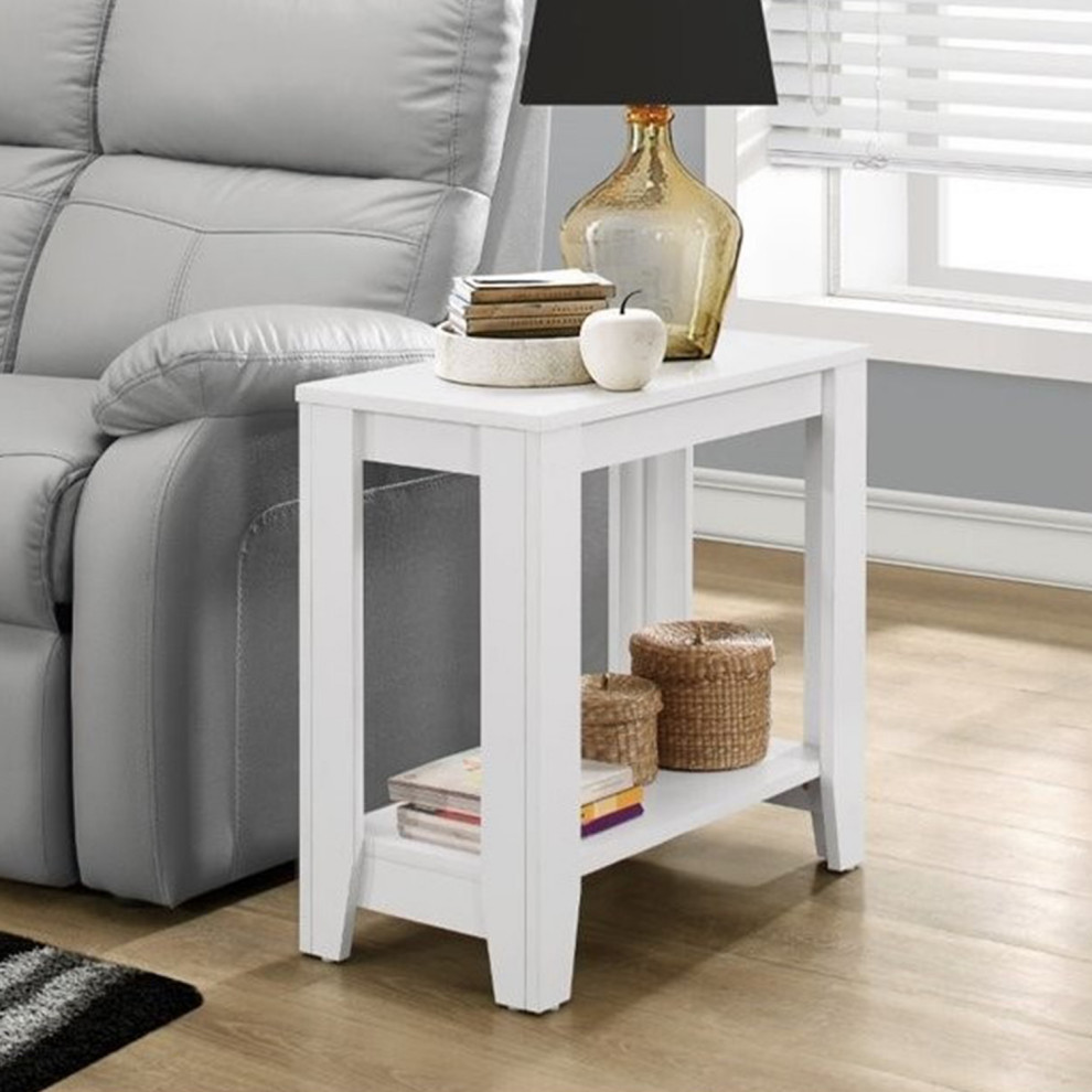 HomeRoots 11.75 quotx 23.75 quotx 22 quotWhite Particle Board Laminate Accent Table   Transitional   Side Tables And End Tables   by UStradeENT LLC  Houzz