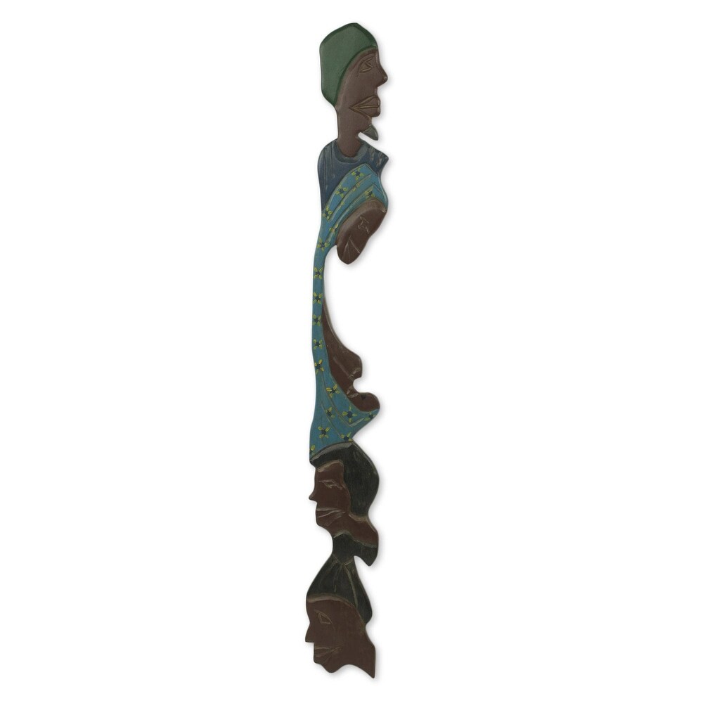 Handmade Family Reunion African wood wall sculpture (Ghana)   30.5\