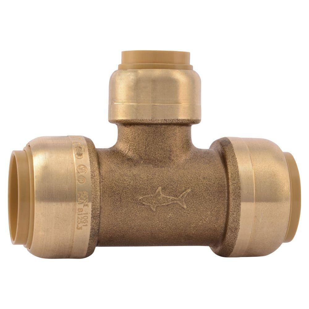 SharkBite 34 in. x 34 in. x 12 in. Push-to-Connect Brass Reducing Tee Fitting U412LFA