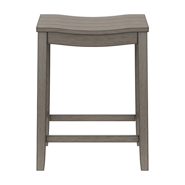 The Gray Barn Chatterly Wood Backless Counter Height Stool， Aged Gray - 24H x 18W x 12D