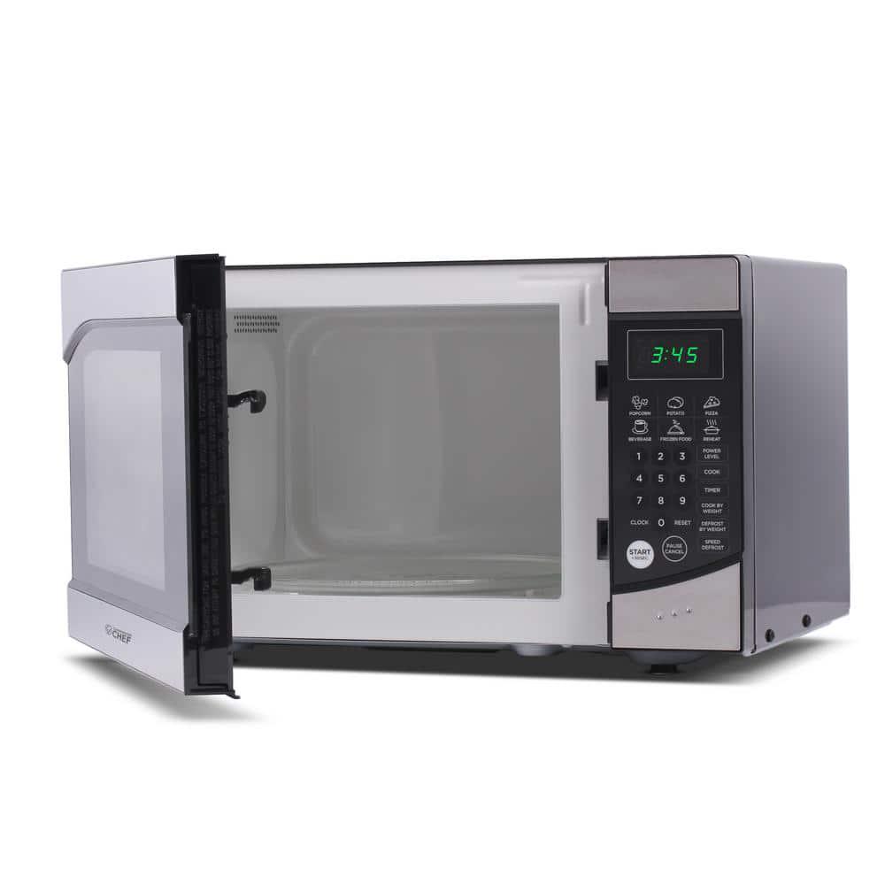 Commercial CHEF 09 cu ft Countertop Microwave Stainless and Black