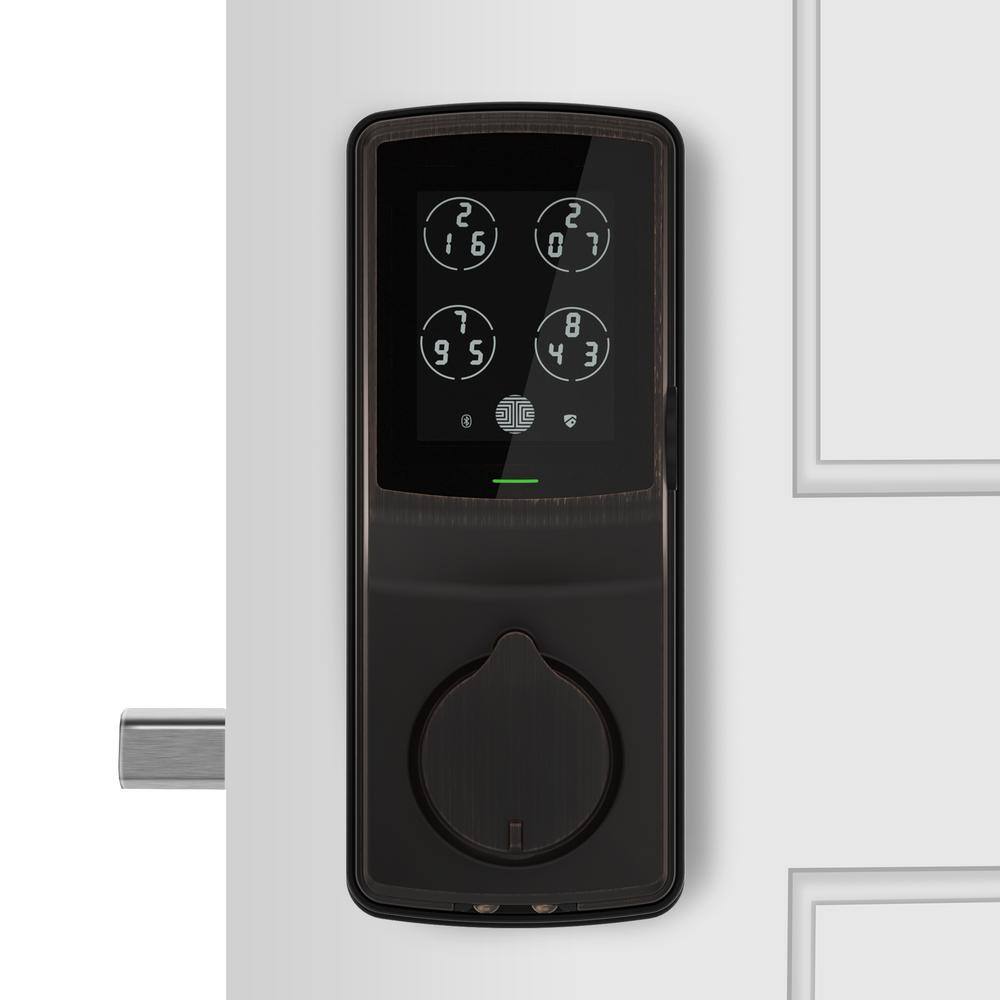 Lockly Secure Plus Venetian Bronze Single-Cylinder Alarmed Deadbolt Lock with Smart Keypad Bluetooth and 3D Fingerprint Sensor PGD 728F VB