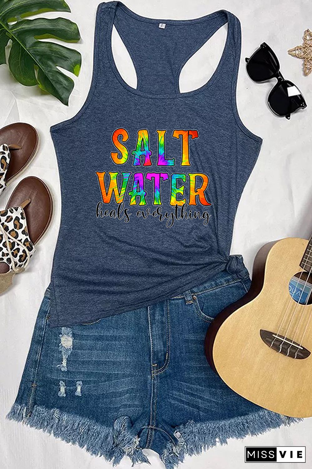 Salt Water Heels Everything Letter Print Graphic Tank Top