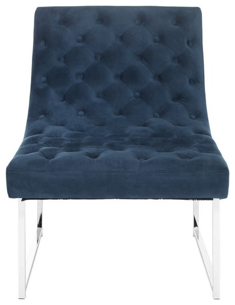 Dudley Velvet Tufted Accent Chair Navy   Contemporary   Armchairs And Accent Chairs   by Virgil Stanis Design  Houzz