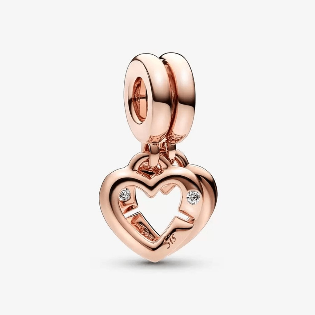 PANDORA  Linked Sister Hearts Split Dangle Charm