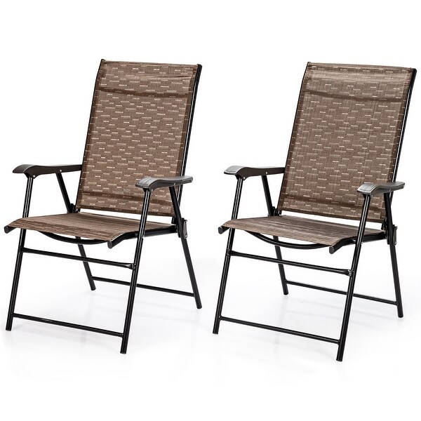 Costway 2PCS Outdoor Patio Folding Chair Camping Portable Lawn Garden